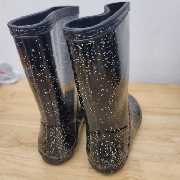 Hunter Kids First Classic Glitter Slip On Wellington Unisex Boot Black US 12 - Picture 5 of 7